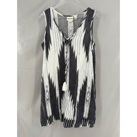 Cynthia Rowley 8 Linen Dress Sleeveless Coastal Beachy Lightweight Navy Blue - Picture 1 of 8